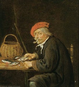 Man Scaling Fish — Quiringh Gerritsz. Van Brekelenkam