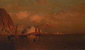 Labrador Mountain And Icebergs By Light Of The Midnight Sun — William Bradford