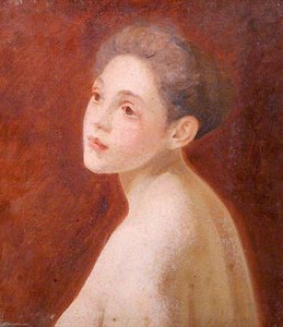 Girl With Bare Shoulders Against A Reddish Background — William Herbert Allen