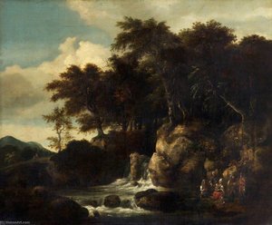 A Landscape With A Waterfall (copy After Jacob Van Ruisdael) — Thomas Robson