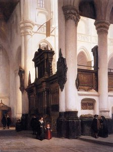 Interior Nieuwe Kerk In Delft Sun — Johannes Bosboom
