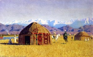 Kirghiz Nomad Tents On The River Chu — Vasily Vasilevich Vereshchagin
