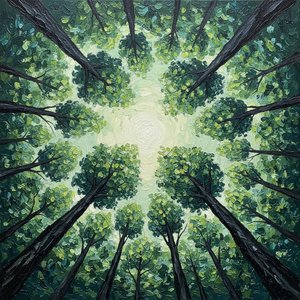 Celestial Canopy Convergence: A Meditative Radial Study In Emerald And Light — Laurent Fontaine
