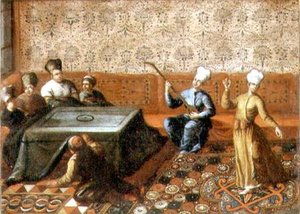 Figures Gathered Round A Kursi With A Musician And A Dancer Performing Before Them — Jean Baptiste Vanmour