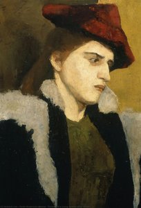 Porträt Einer Jungen Frau Mit Rotem Hut — Paula Modersohn-becker