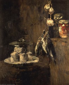 Still Life With Partridge And Cheese — Carl Eduard Schuch