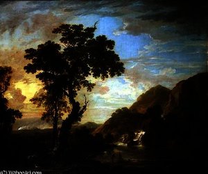 Wooded River Landscape With Figures In The Foreground And Cascade Beyond — George Barret The Elder