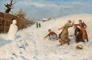Snowball Fight And Snowman — Hans Dahl