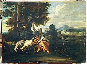 Herminie Gardant Ses Troupeaux Grave Sur Un Arbre Le Nom De Tancrede — Da Pier Francesco Mola