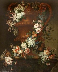 An Urn With A Garland Of Flowers — Jean Baptiste Monnoyer