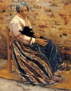 Oude Vrouw Met Kat — Max Liebermann