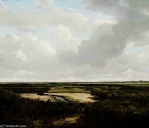 A Panoramic Wooded Landscape In Summer — Andreas Schelfhout