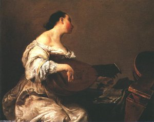 Woman Playing A Lute — Giuseppe Maria Crespi