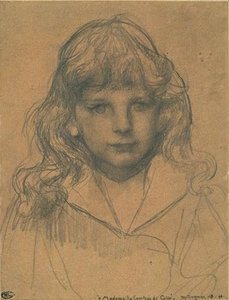 Portrait Of A Child With Long Curly Hair Falling Over Her Shoulders — Pascal-adolphe-jean Dagnan-bouveret