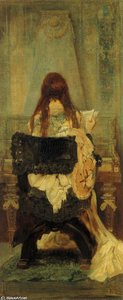 Dame Am Spinett — Hans Makart