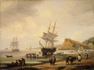 Fishing Scene, Teignmouth Beach And The Ness, Devon — Thomas Luny