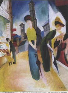 Two Women In Front Of A Hat Shop — August Macke