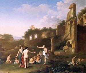 Women Bathing In A Landscape — Cornelis Van Poelenburch
