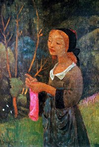 Young Girl With A Pink Stocking (also Known As Young Breton Knitting) — Paul Sérusier