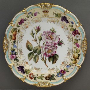Plate With A Rose Panaché — Edouard Honoré Ave