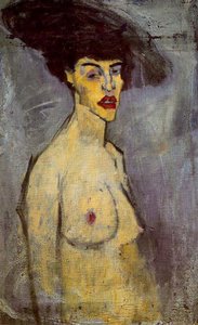 Női Sziluett Nagy Sapkával — Modigliani
