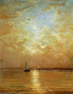 Sunset At Scheveningen Sun — Hendrik Willem Mesdag