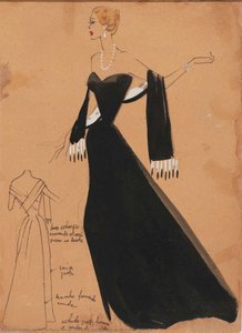Drawing, Girl In A-line Skirt, Twin Set And Hat — Alceu De Paula Penna
