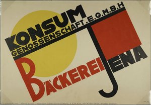 Konsum Genossenschaft. E.g.m.b.h. Bäckerei Jena (poster Design) — Alfred Arndt