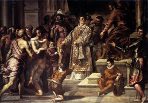 St Lawrence Giving The Wealth To The Poor — Jacopo Palma Il Giovane