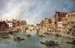 The Three Arched Bridge At Cannaregio — Francesco Lazzaro Guardi