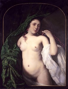 Nude Drawing Back The Curtain — Bartholomeus Van Der Helst