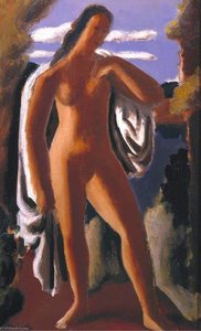 Standing Female Nude In A Landscape — Bernard Meninsky