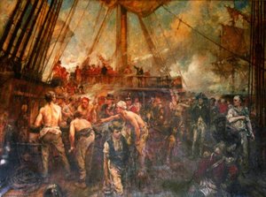 The Scene On Deck Of Hms 'victory' (possibly During The Battle Of Trafalgar) — Bernard Finnigan Gribble