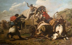 A Bullock Train Attacked By A Lion — Sir Edwin Henry Landseer