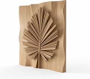 Art Deco Palm Leaf Wood Wall Sculpture