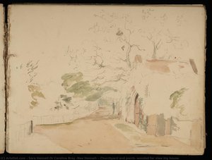 Churchyard And Porch, Wooded Far View Big House. — Sara Hennell Or Caroline Bray (nee Hennell)