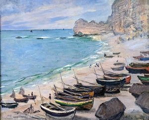 Boats On The Beach At Etretat — Claude Monet