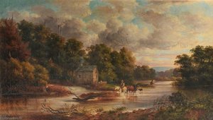 Mill On The Usk, Monmouthshire — John Joseph Hughes