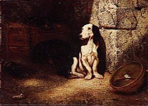 Chien Basset Noir Et Blanc Au Chenil — Alexandre Gabriel Decamps