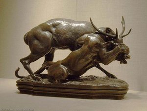 Pantera Che Afferra Un Cervo — Antoine-louis Barye