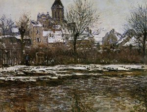 Kirkko Vétheuilissa, Lumi — Claude Monet