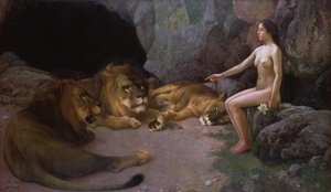 Nude Woman With Lions — Yoshida Hiroshi