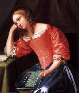 Young Girl Holding A Letter (detail) — Caspar Netscher