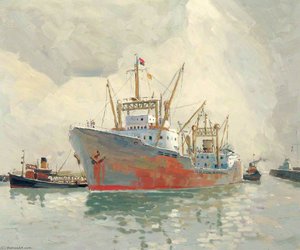 Cargo Vessel Entering Yarmouth Haven — Rowland Fisher