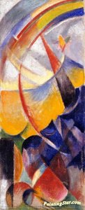 Mountain Landscape With Rainbow (left Hand Part Of Three Part Fire Screen) — Franz Marc