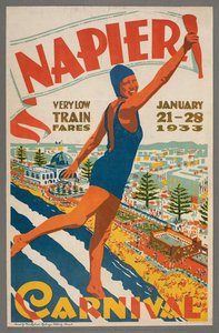 Napier Carnival: Very Low Train Fares. — New Zealand Railways. Publicity Branch, Stanley Davis