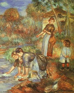 The Washer-women, Oil On Canvas, Baltimore Muse — Pierre-auguste Renoir