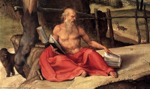 St Jerome In The Wilderness (detail) — Lorenzo Lotto