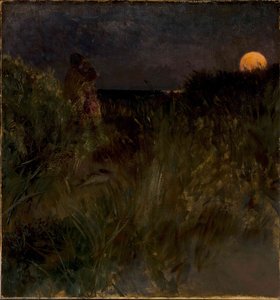 English Moonrise Over The Dunes — Eilif Peterssen