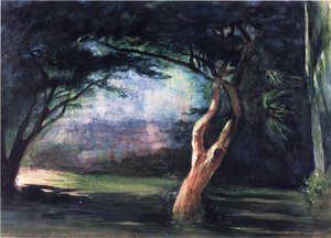 Study Of Trees In Moonlight, At Honolulu — John La Farge